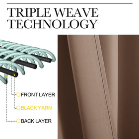 NICETOWN cappuccino triple weave close-up highlights noise reduction potential.