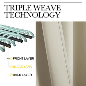 Close-up of NICETOWN triple-weave fabric showing dense texture for light blocking.