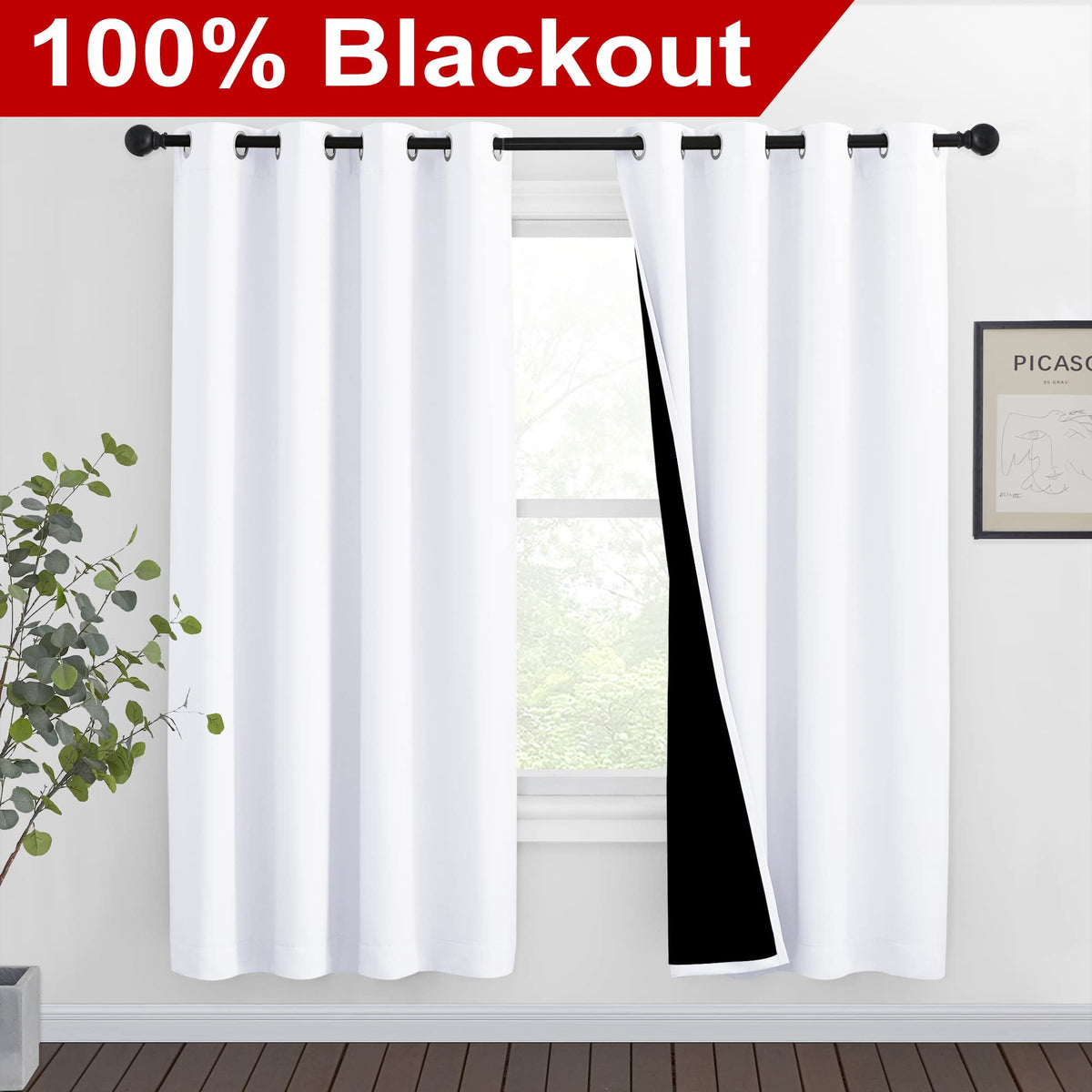 NICETOWN curtains grommet top detail with 1.6-inch grommets for smooth sliding