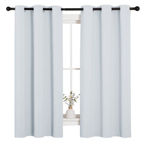 NICETOWN curtains closed view in platinum-greyish white, soft fabric and color
