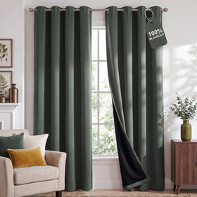NICETOWN blackout curtain panel close-up with grommet for easy sliding and classic style.