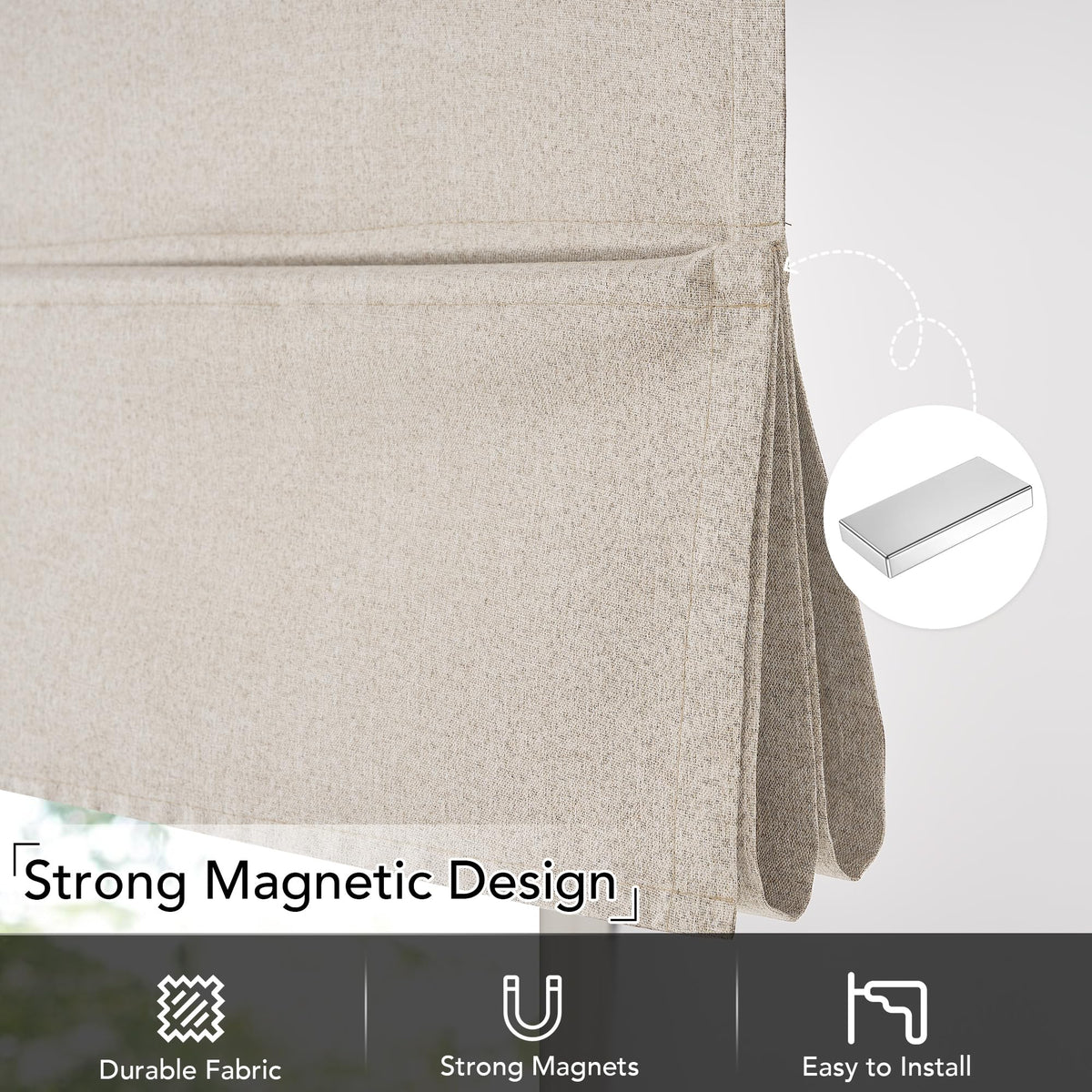 NICETOWN dual linen texture fabric view from front and back.