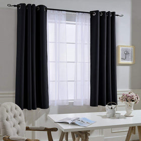 NICETOWN burgundy blackout curtains block sun and protect furnishings from fading.