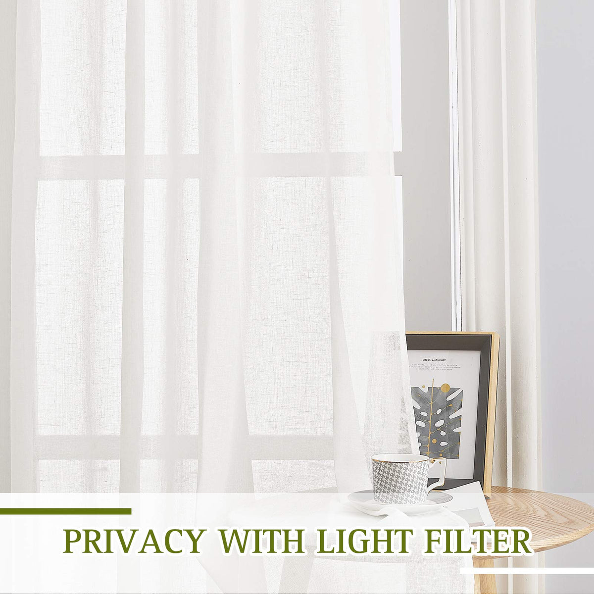 NICETOWN grommet-top ivory drapes with silver rings for easy hanging and clean lines