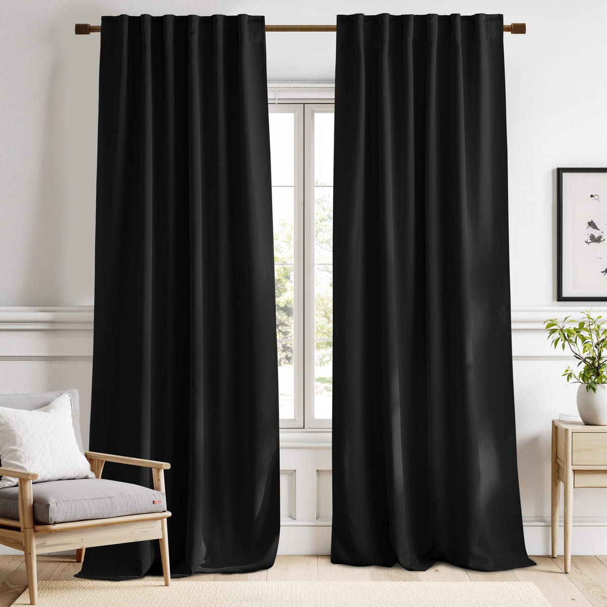 NICETOWN Halloween blackout curtains living room front view block light and elevate decor