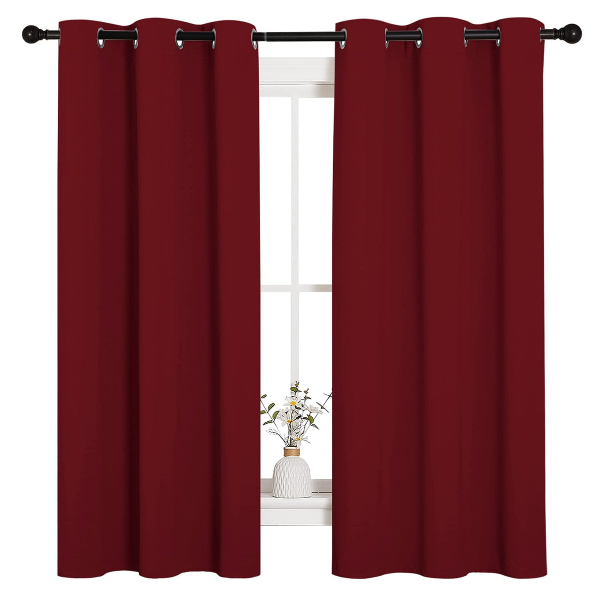 NICETOWN holiday burgundy grommet top curtains block light for cozy nights