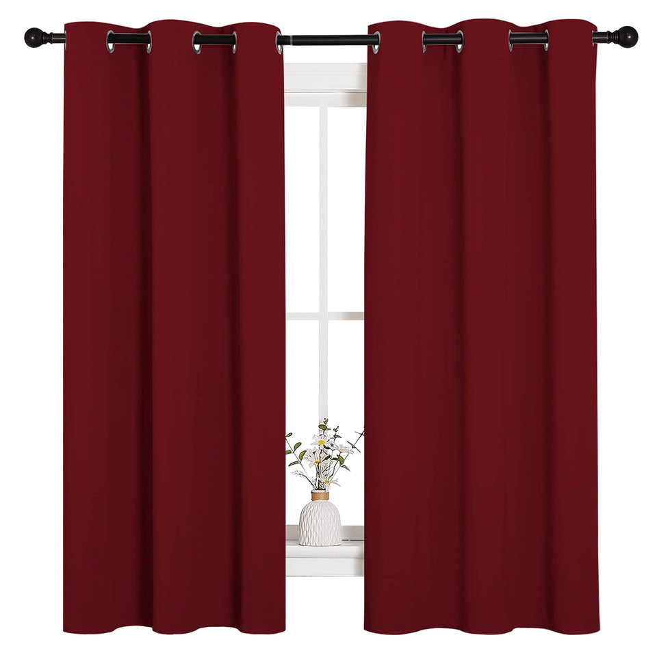 NICETOWN holiday burgundy grommet top curtains block light for cozy nights