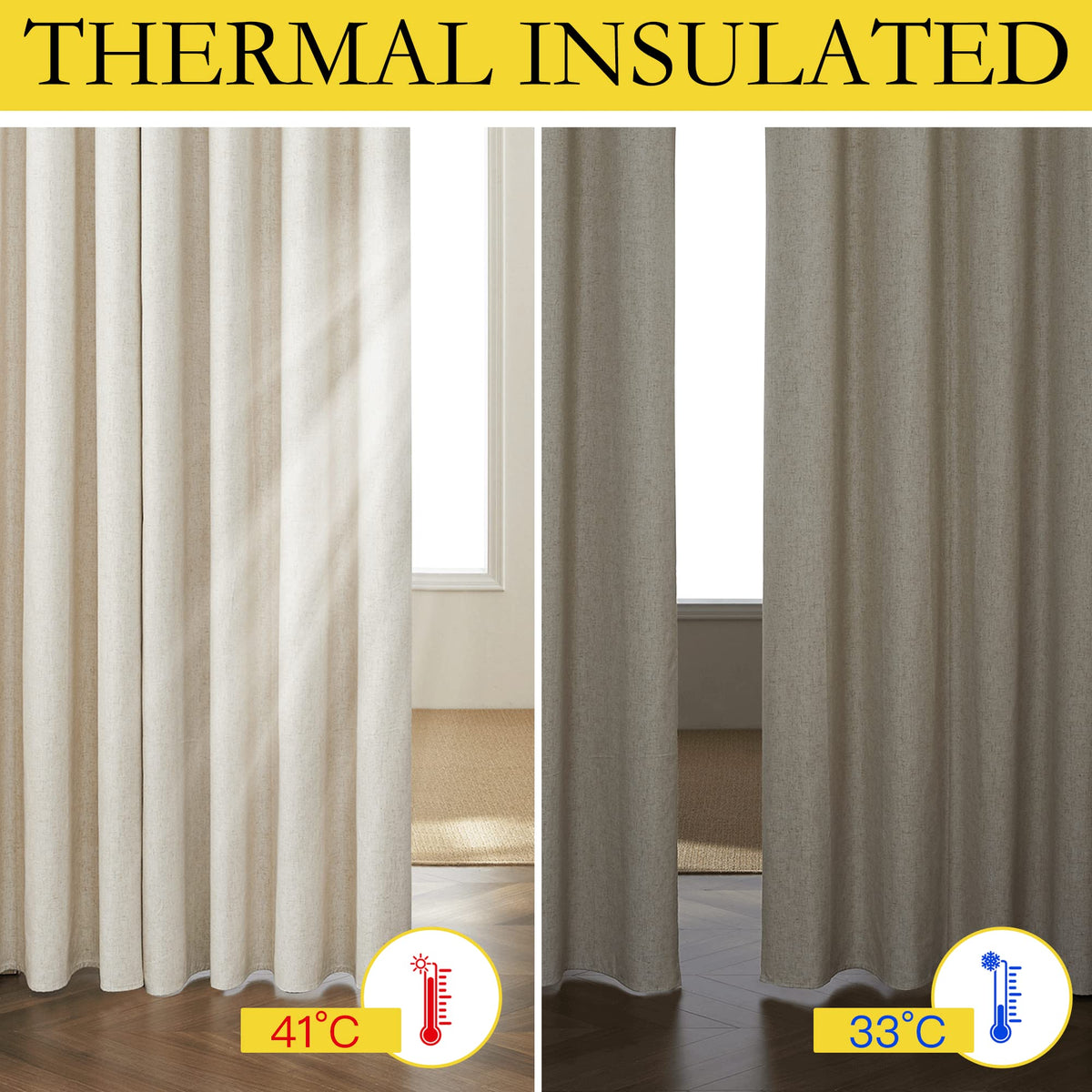Insulated backing reduces drafts and increases energy efficiency with NICETOWN curtains