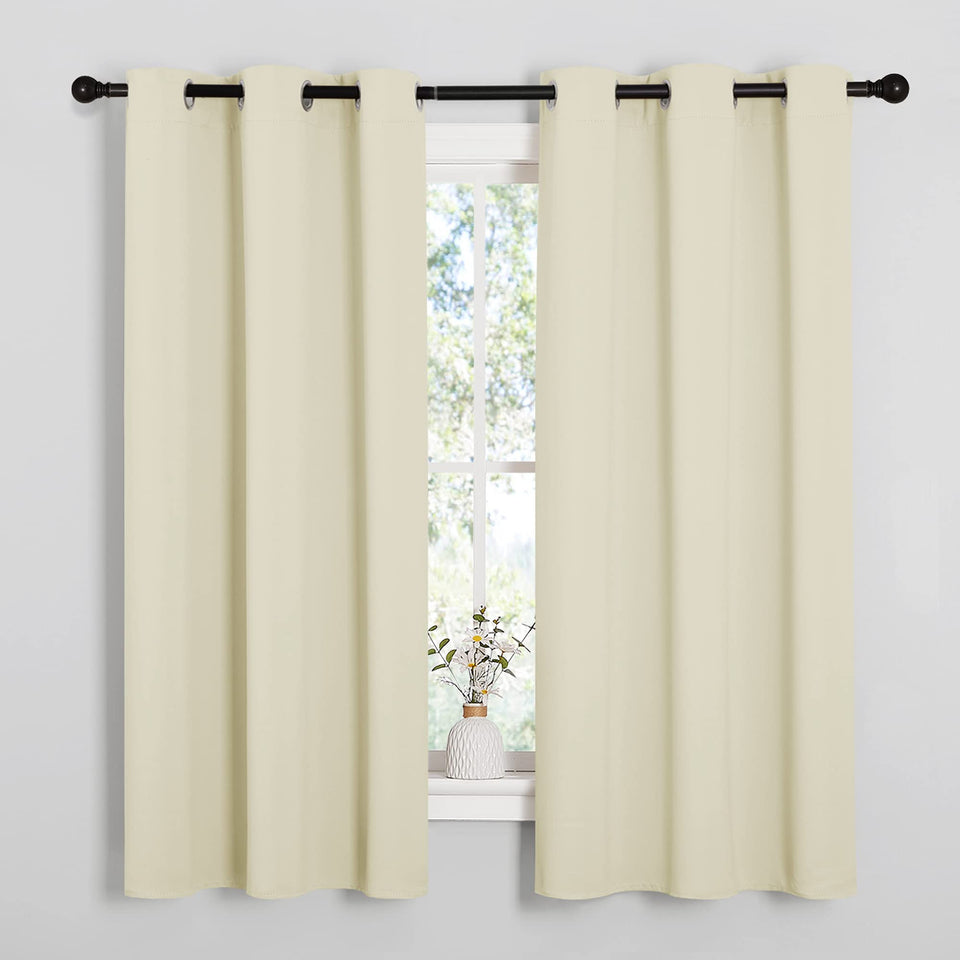 NICETOWN beige kitchen curtains 2-panel set for classic decor and light control.