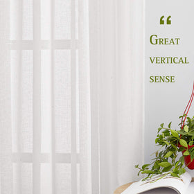 NICETOWN Linen Sheer Curtains two-panel set shown with grommets for easy rod compatibility.