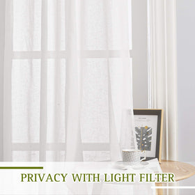 NICETOWN Linen Sheer Curtains light-filtering panel lets soft sun while maintaining daytime privacy.