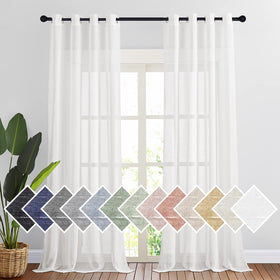 NICETOWN Linen Sheer Curtains setup in a bright living room for gentle daylight and privacy.