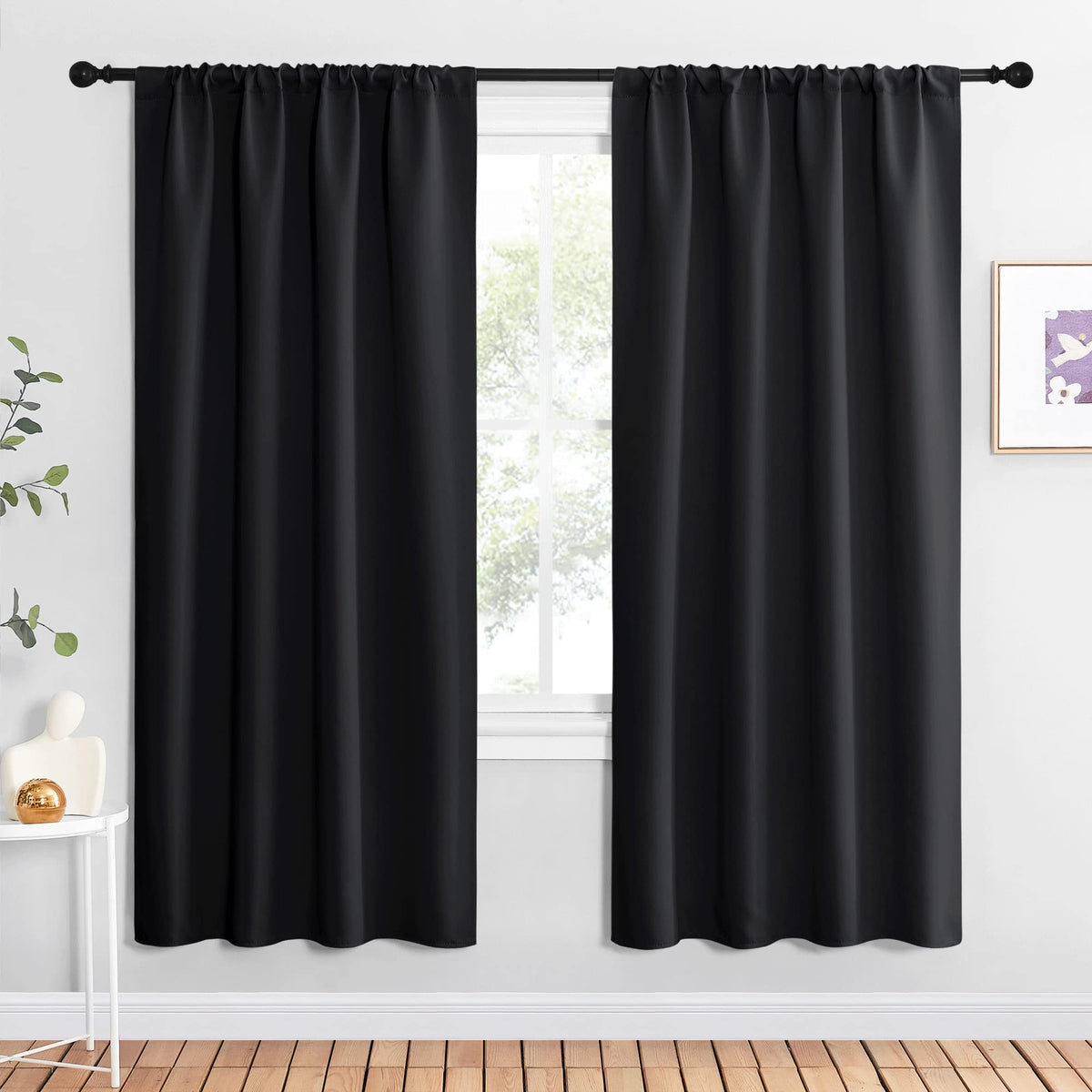 NICETOWN living room blackout curtains with rod-pocket for easy hanging and light control.