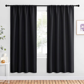 NICETOWN living room blackout curtains with rod-pocket for easy hanging and light control.