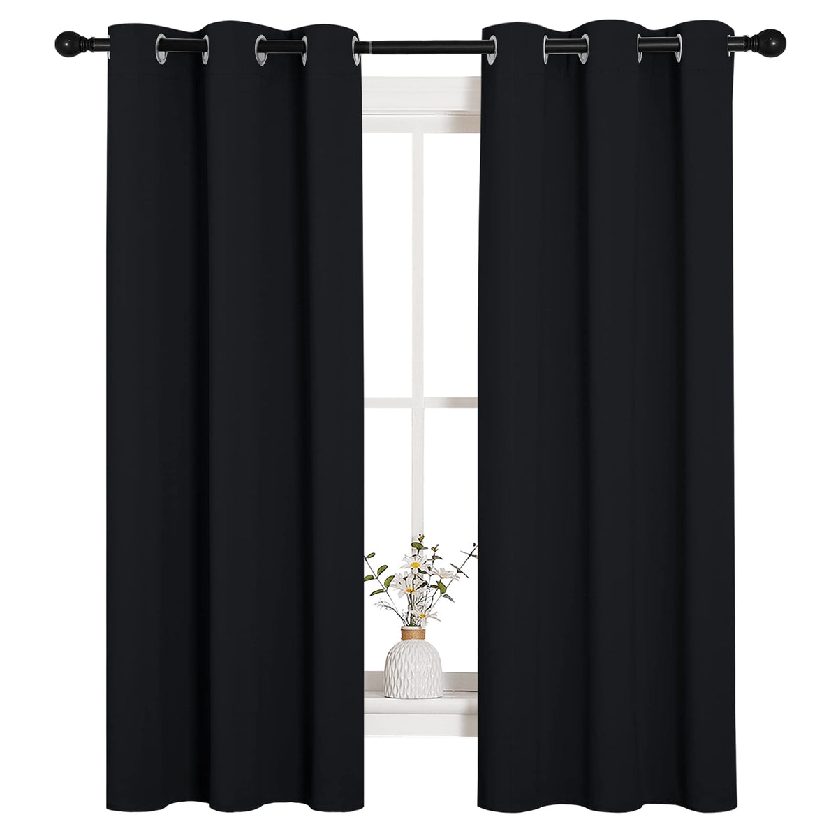 NICETOWN living room blackout curtains with two panels and grommets for easy room darkening.