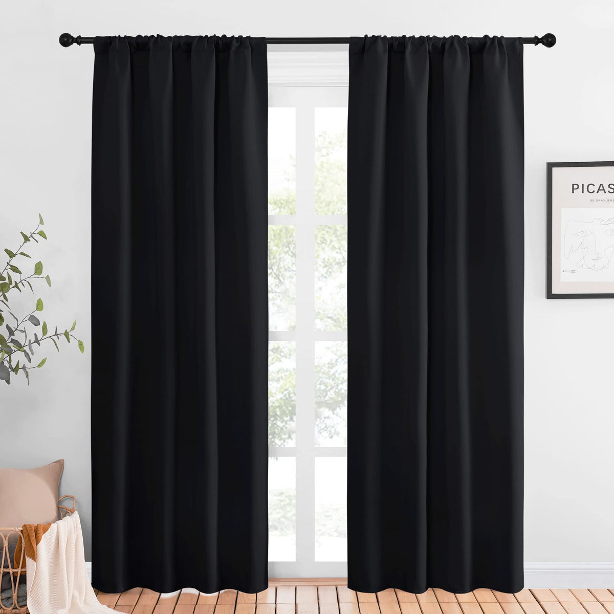 NICETOWN living-room blackout shades panel setup blocks excess light for calmer mornings