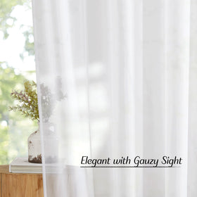 NICETOWN living room setup with translucent drapes creating a casual yet elegant vibe.