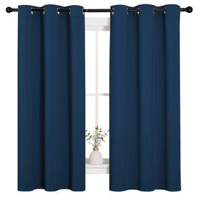NICETOWN Moroccan Blue blackout curtains two-panel set on a rod for easy room darkening