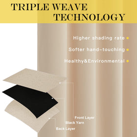 NICETOWN noise-reduction fabric closeup demonstrating calming texture for Biscotti Beige drapes.