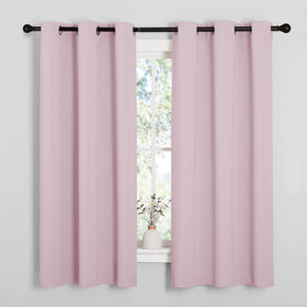 NICETOWN nursery baby-pink curtains grommets ready for easy, secure hanging.
