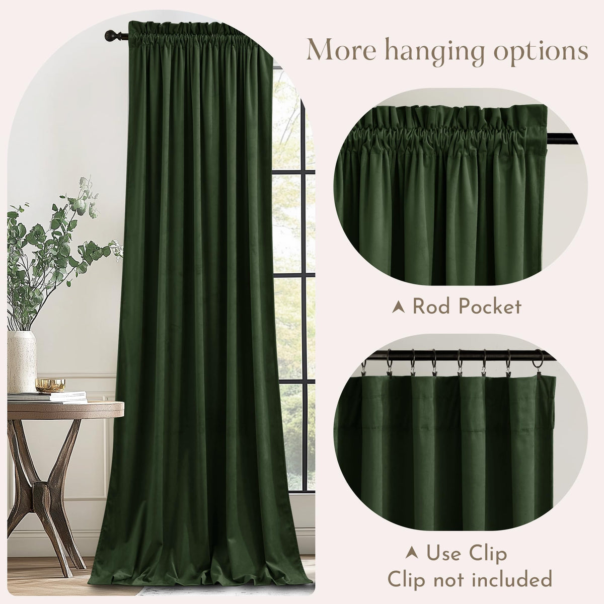 NICETOWN two-panel setup offers balanced, symmetrical window treatment