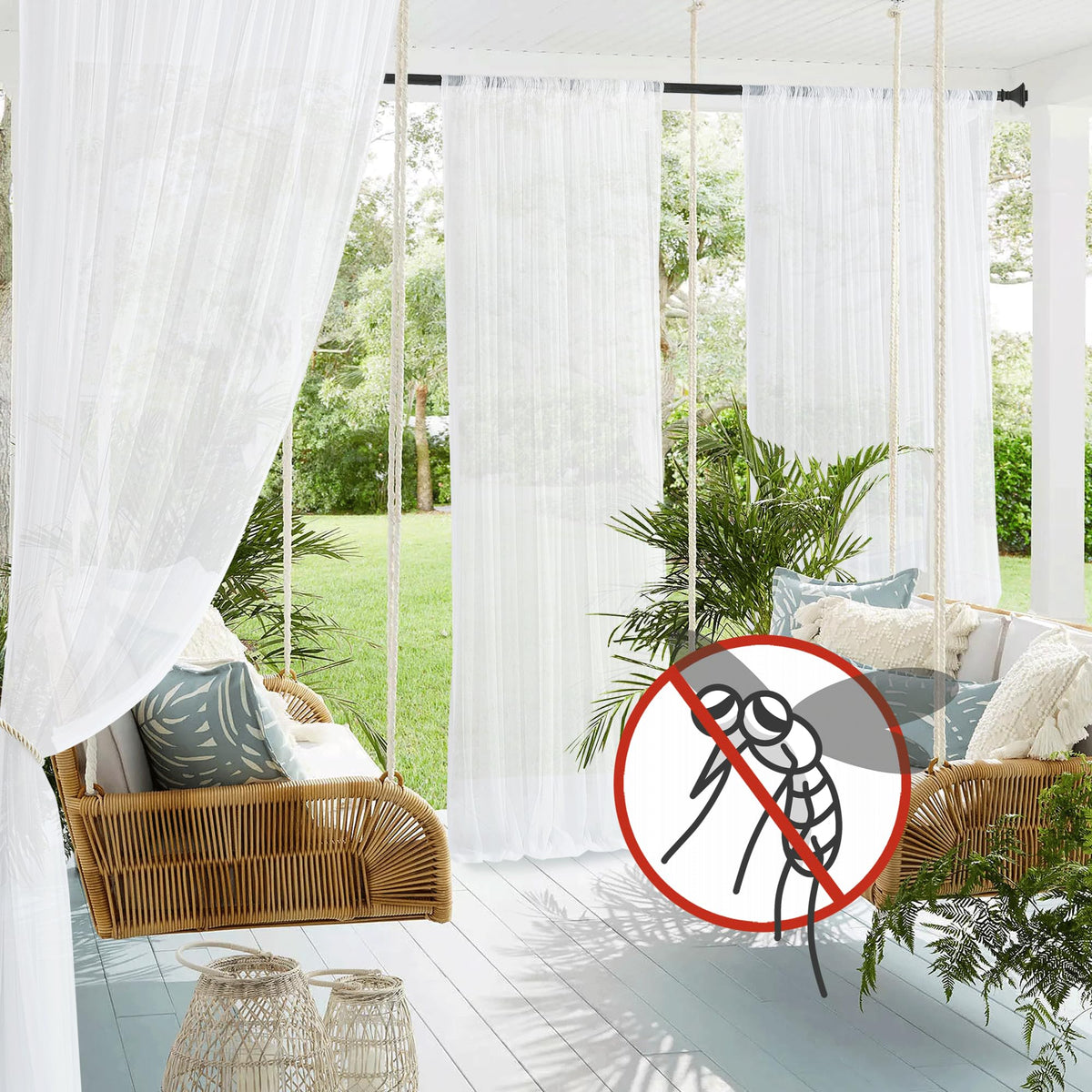 NICETOWN airy mesh netting provides privacy while keeping insects out