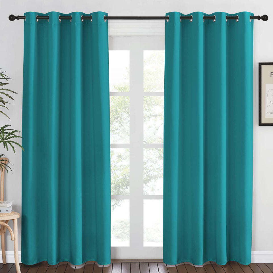NICETOWN Peacock Teal blackout curtains 52x84 panel ready for room darkening
