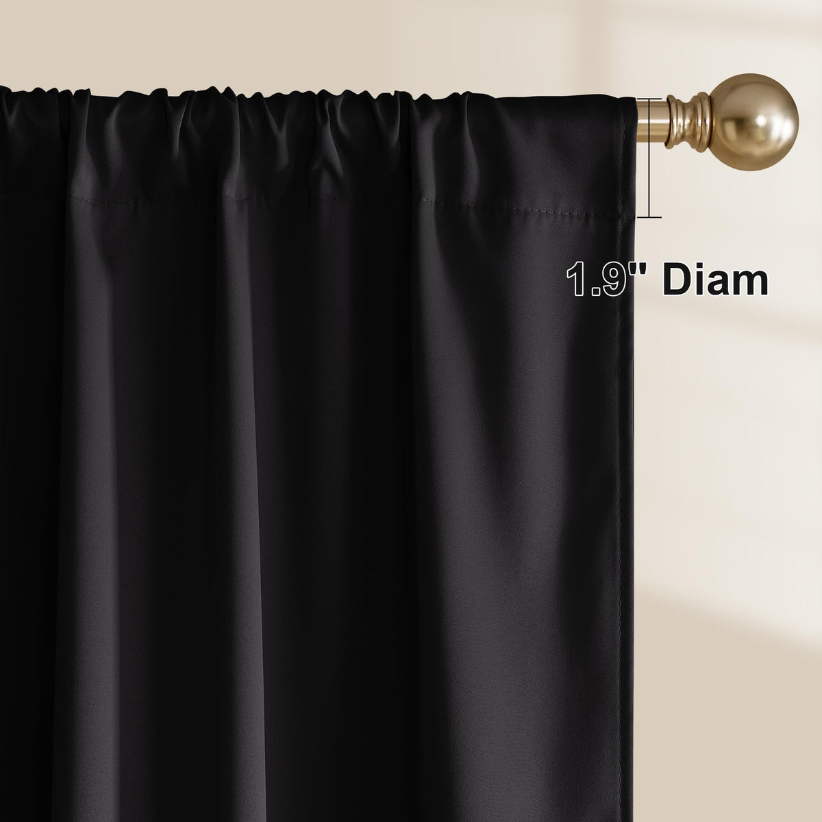 NICETOWN rod-pocket curtains 84in close-up showing durable fabric and easy installation.