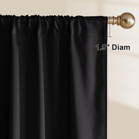 NICETOWN rod-pocket curtains 84in close-up showing durable fabric and easy installation.