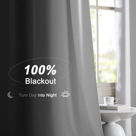 NICETOWN rod-pocket detail highlights easy, secure hang for quick setup