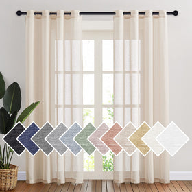 NICETOWN semi-sheer beige curtains panel view balances natural light in a living room
