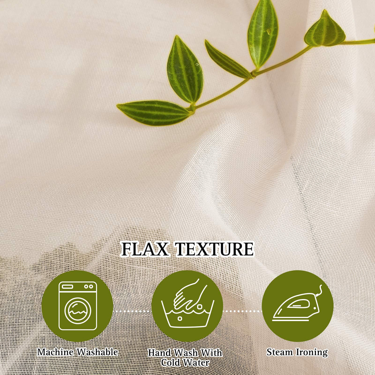 NICETOWN semi-sheer beige curtains grommets detail demonstrates easy installation on standard rods