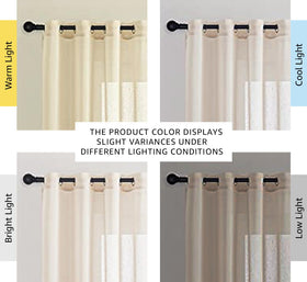 NICETOWN semi-sheer beige curtains linen texture closeup highlights luxe fabric and subtle grain