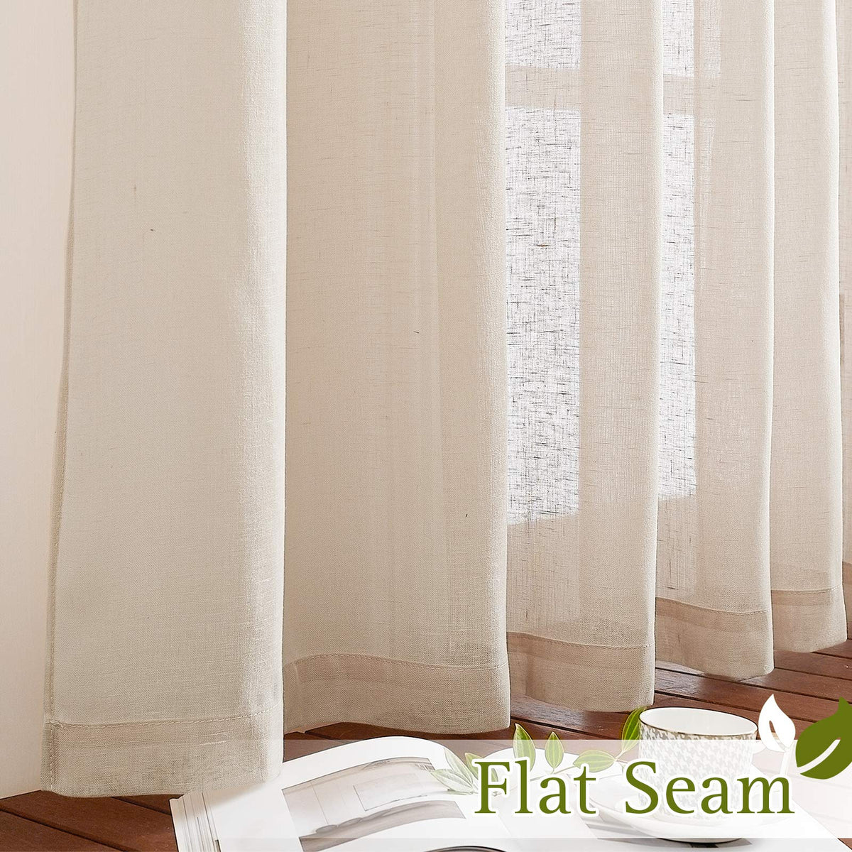 NICETOWN semi-sheer beige curtains pair setup emphasizes versatile styling for multiple rooms