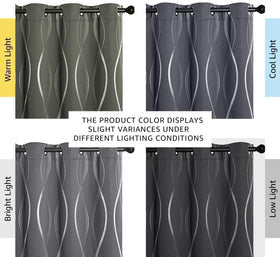 NICETOWN silver grommet curtains install easily on standard rods.
