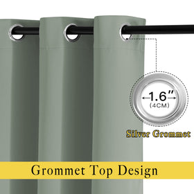 NICETOWN silver grommet top closeup showing easy sliding and modern style.
