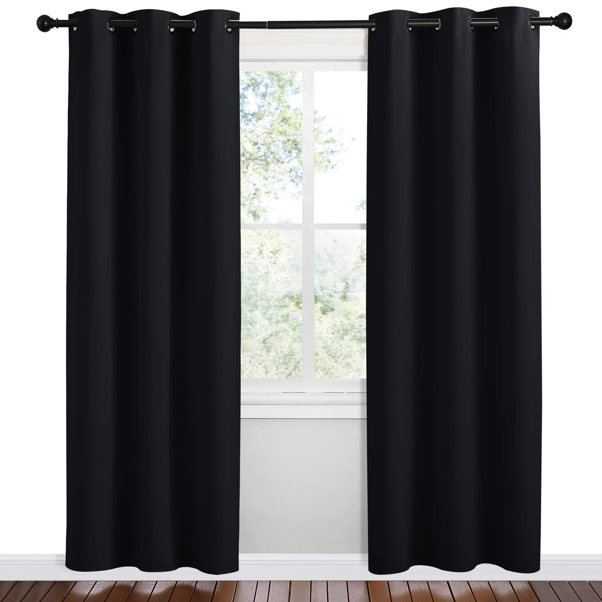 NICETOWN curtains with silver grommets enable smooth sliding and easy hanging.