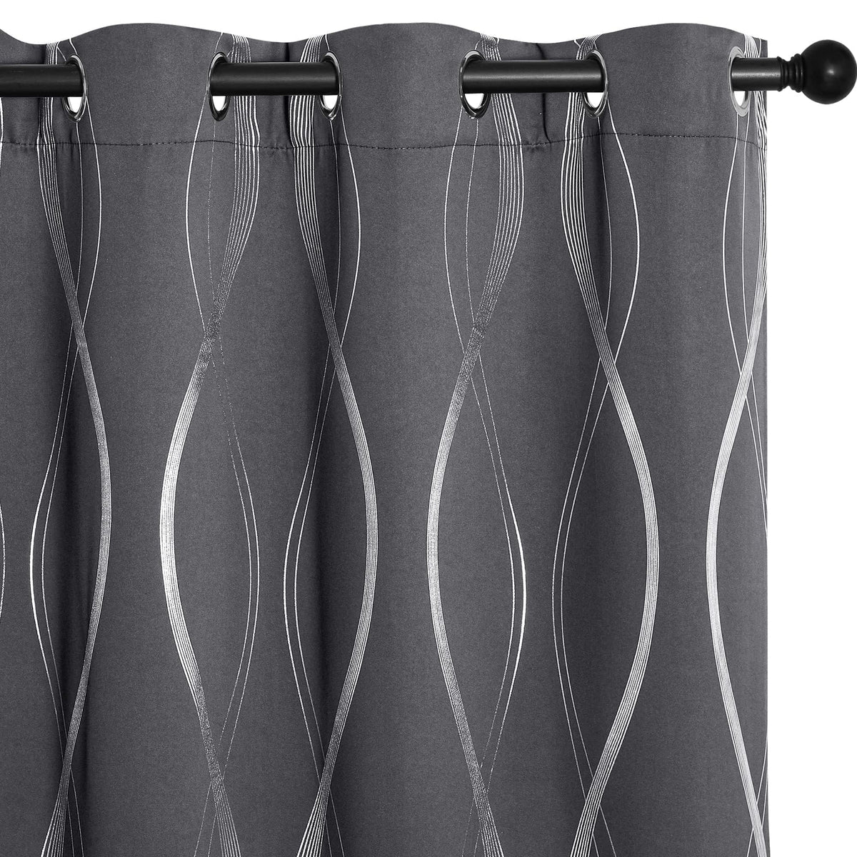 NICETOWN silver striped foil print curtains add elegant style and ambiance.