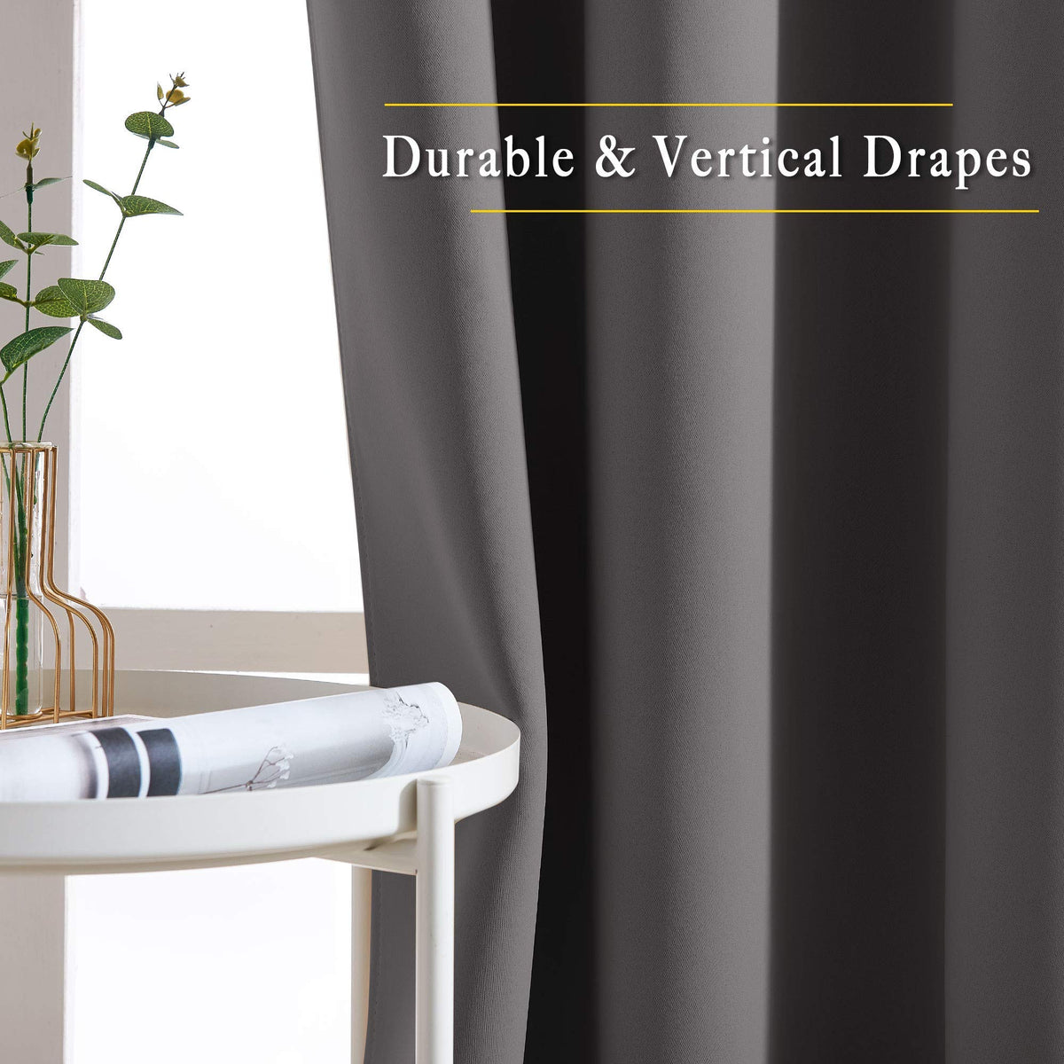 NICETOWN soft fabric blackout panels grey with light-blocking capability.