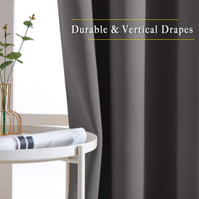 NICETOWN soft fabric blackout panels grey with light-blocking capability.