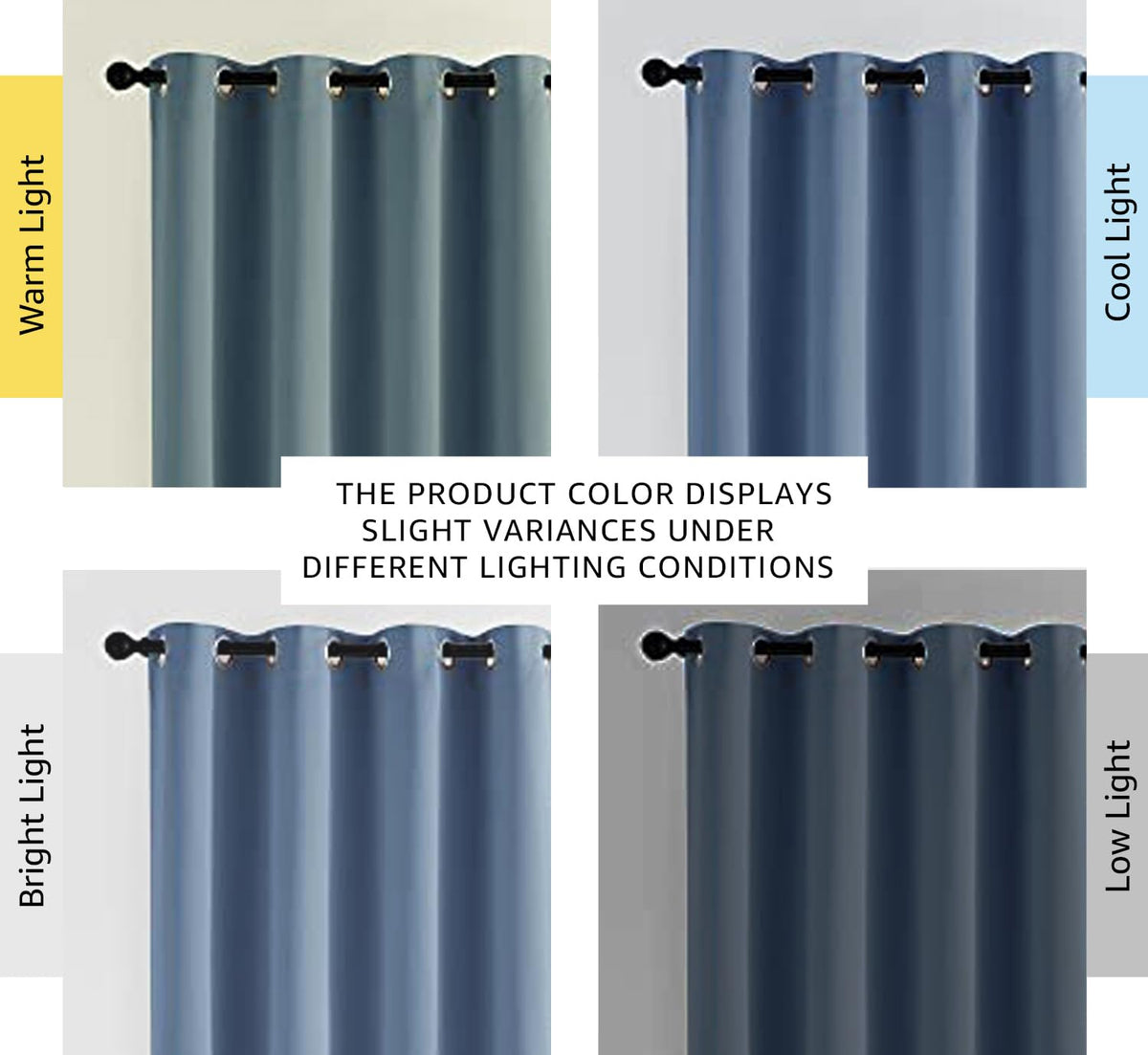 NICETOWN Stone Blue blackout curtains panel drapes on a rod, easy installation and enhanced privacy.