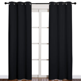 NICETOWN thermal blackout curtains in 42x84 panel framed for a dark, private living space.