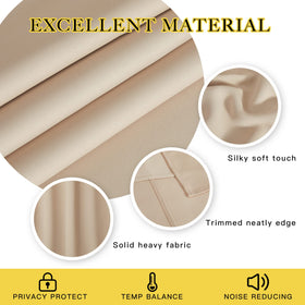 NICETOWN thermal-insulated fabric closeup illustrating dense material for Biscotti Beige drape.