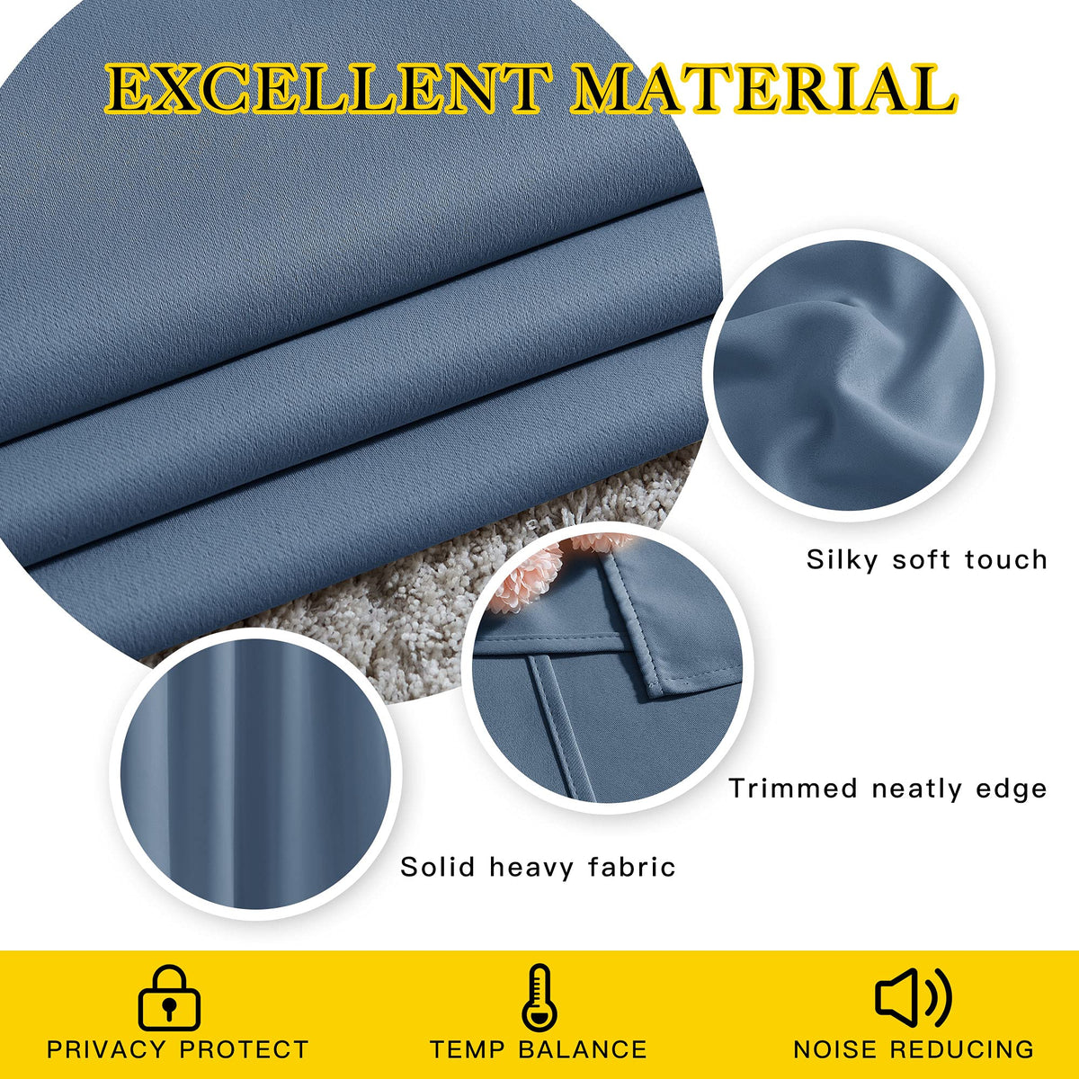 NICETOWN stone-blue thermal-insulation curtains emphasize energy saving potential