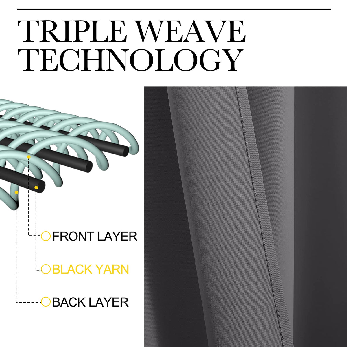 NICETOWN thermal insulation layer helps balance room temperature and comfort.