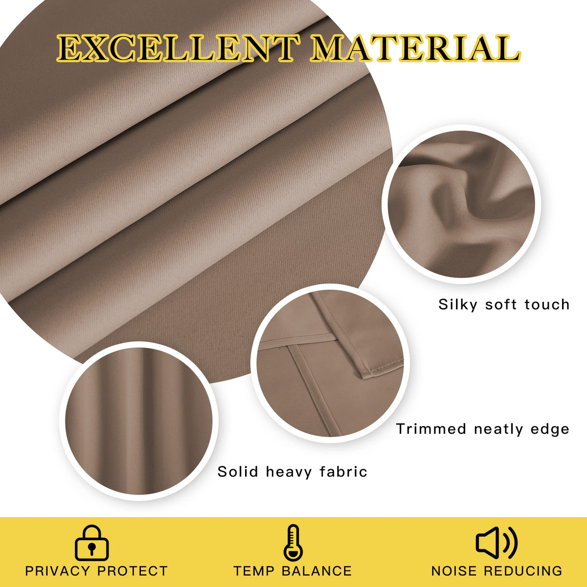 NICETOWN triple-weave fabric close-up, showcasing premium blackout material and smooth drape.