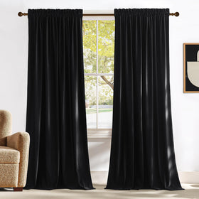 NICETOWN velvet blackout curtains close-up texture for luxurious living room ambiance