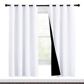 NICETOWN white blackout curtains 72-inch panel open shown in a bright living room for daytime privacy