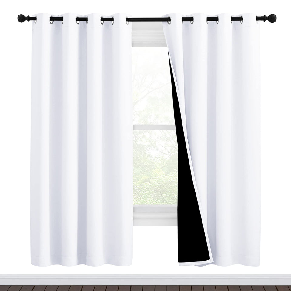 NICETOWN white blackout curtains 72-inch panel open shown in a bright living room for daytime privacy