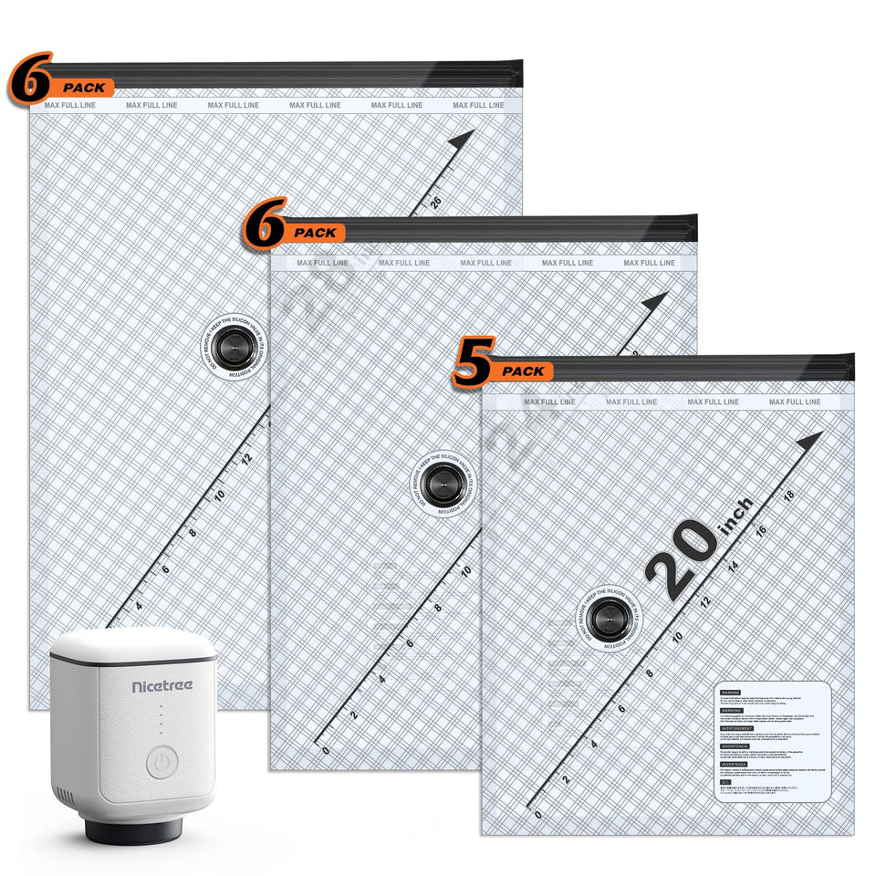 Nicetree 17-pack vacuum bags with clear window for quick content identification.
